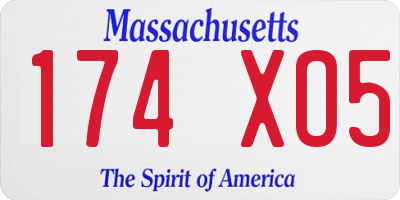 MA license plate 174XO5