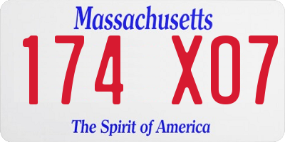 MA license plate 174XO7