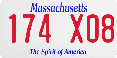 MA license plate 174XO8