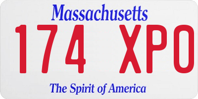 MA license plate 174XP0