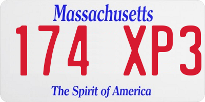MA license plate 174XP3