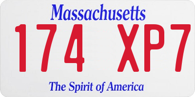 MA license plate 174XP7
