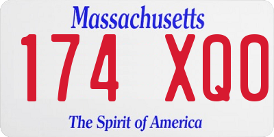 MA license plate 174XQ0