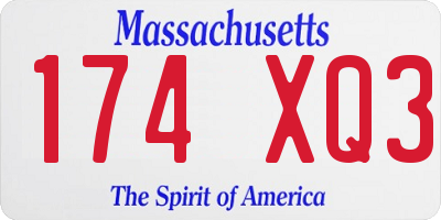 MA license plate 174XQ3