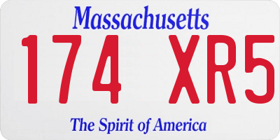 MA license plate 174XR5