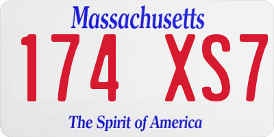 MA license plate 174XS7