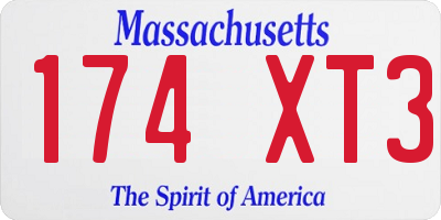 MA license plate 174XT3