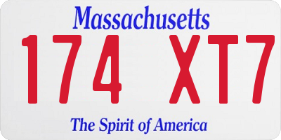 MA license plate 174XT7