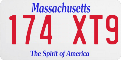 MA license plate 174XT9