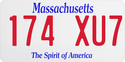 MA license plate 174XU7