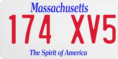 MA license plate 174XV5