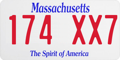 MA license plate 174XX7