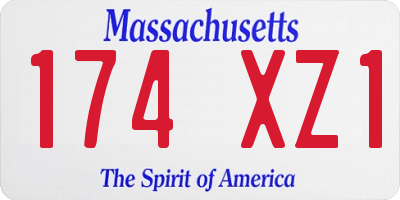MA license plate 174XZ1