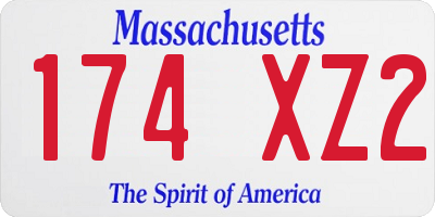MA license plate 174XZ2