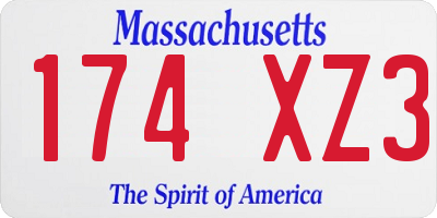 MA license plate 174XZ3