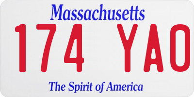 MA license plate 174YA0