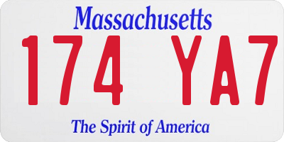 MA license plate 174YA7