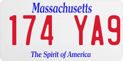 MA license plate 174YA9