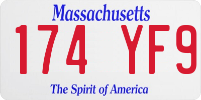 MA license plate 174YF9