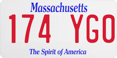 MA license plate 174YG0