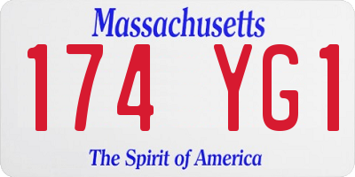MA license plate 174YG1