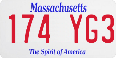 MA license plate 174YG3