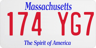 MA license plate 174YG7