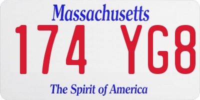 MA license plate 174YG8