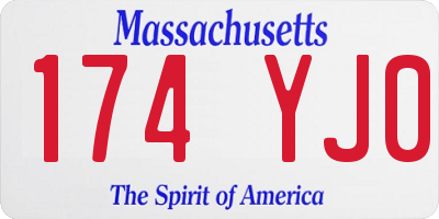 MA license plate 174YJ0