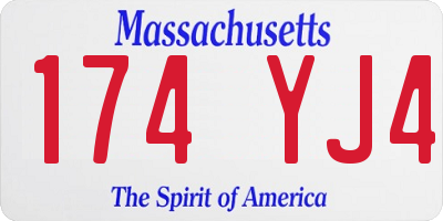 MA license plate 174YJ4
