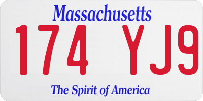 MA license plate 174YJ9