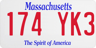 MA license plate 174YK3