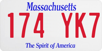 MA license plate 174YK7