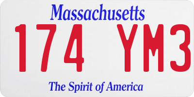 MA license plate 174YM3