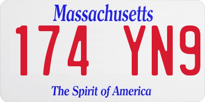 MA license plate 174YN9