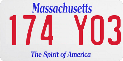 MA license plate 174YO3