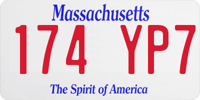 MA license plate 174YP7