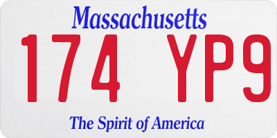 MA license plate 174YP9