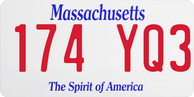 MA license plate 174YQ3