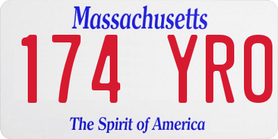 MA license plate 174YR0