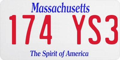 MA license plate 174YS3