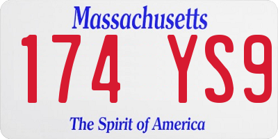 MA license plate 174YS9