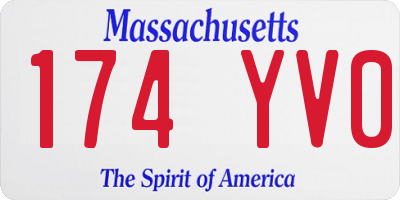 MA license plate 174YV0