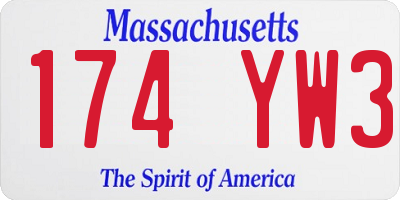 MA license plate 174YW3