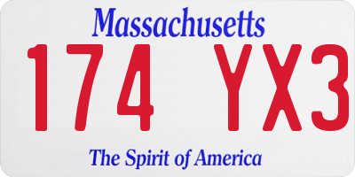 MA license plate 174YX3