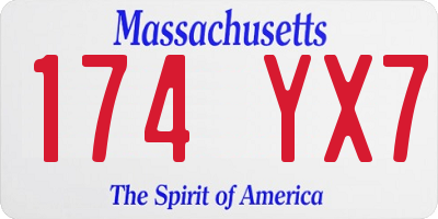 MA license plate 174YX7