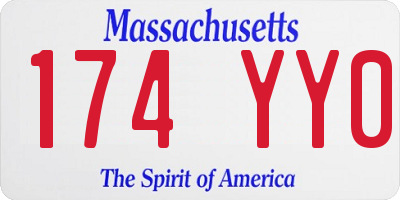 MA license plate 174YY0