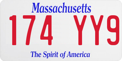 MA license plate 174YY9