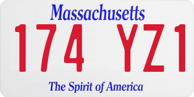 MA license plate 174YZ1
