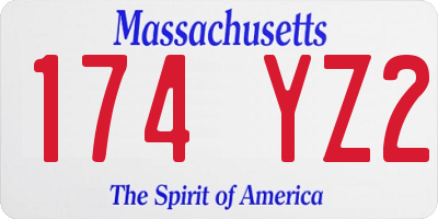MA license plate 174YZ2